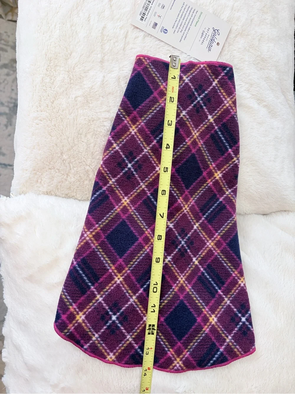 Goldpaw stretch fleece mulberry plaid, dog, size 10